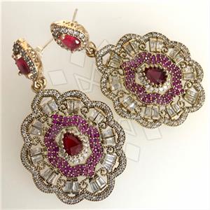 Turkish Silver Flower Dangle Earrings