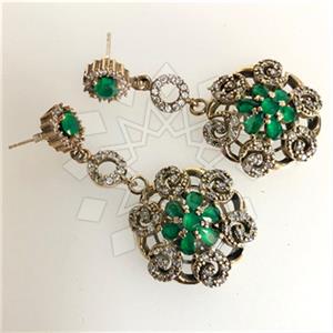 Turkish Silver Flower Dangle Earrings