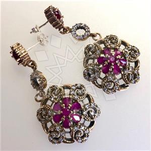 Turkish Silver Flower Dangle Earrings