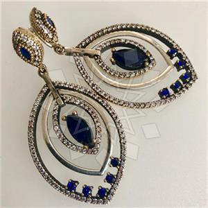 Turkish Silver Geometric Dangle Earrings