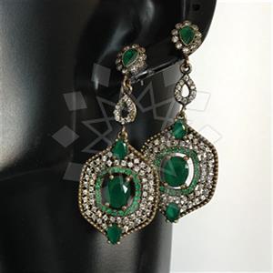 Turkish Silver Geometric Dangle Earrings