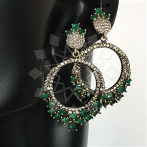 Turkish Silver Geometric Dangle Earrings