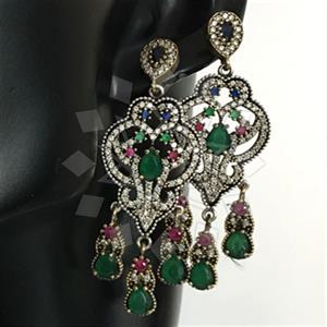 Turkish Silver Hurrem Sultan  Dangle Earrings