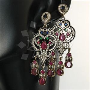 Turkish Silver Hurrem Sultan  Dangle Earrings