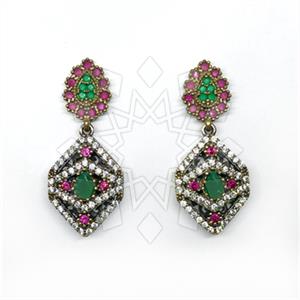 Turkish Silver Hurrem Sultan  Dangle Earrings