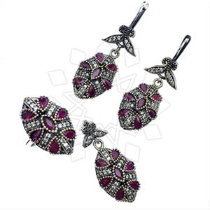 Turkish Silver Vintage Design  Ring Earring Pendant Sets