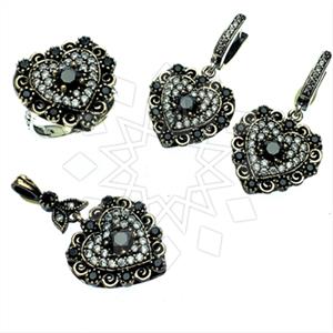 Turkish Silver Vintage Design  Ring Earring Pendant Sets