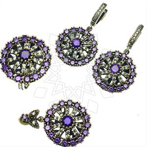 Turkish Silver Vintage Design  Ring Earring Pendant Sets