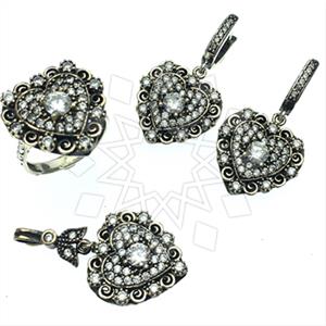 Turkish Silver Vintage Design  Ring Earring Pendant Sets