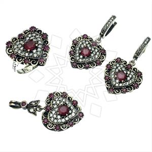 Turkish Silver Vintage Design  Ring Earring Pendant Sets