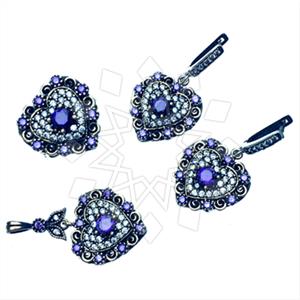 Turkish Silver Vintage Design  Ring Earring Pendant Sets