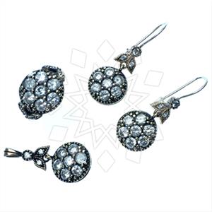 Turkish Silver Vintage Design  Ring Earring Pendant Sets