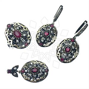 Turkish Silver Antique Ottoman  Ring Earring Pendant Sets