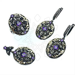 Turkish Silver Antique Ottoman  Ring Earring Pendant Sets