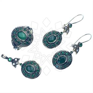 Turkish Silver Antique Ottoman  Ring Earring Pendant Sets