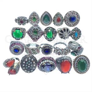 Turkish Silver Gemstone Rings Mixed 250 Gram Package
