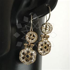 Turkish Silver Flower Geometric Dangle Earrings