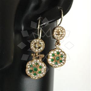 Turkish Silver Flower Geometric Dangle Earrings