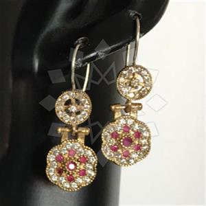 Turkish Silver Flower Geometric Dangle Earrings