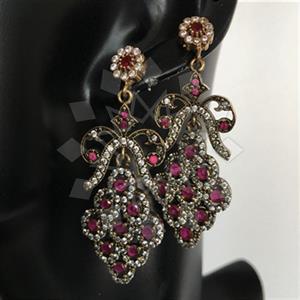 Turkish Silver Flower Dangle Earrings
