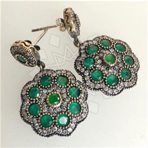 Turkish Silver Flower Dangle Earrings