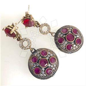 Turkish Silver Flower Dangle Earrings