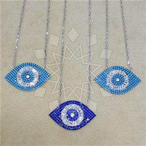 925 Sterling Silver Evil Eye Pendant Necklace