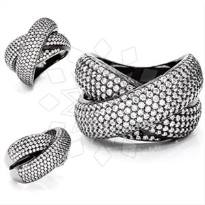 925 Sterling Silver Zirconia Pave  Cocktail Rings