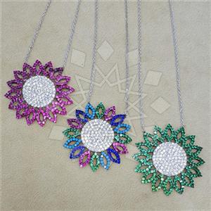 925 Sterling Silver Flower Pendant Necklace