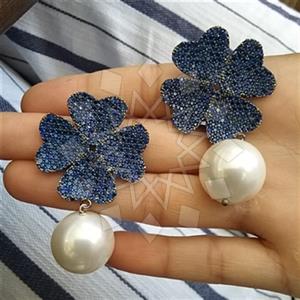 925 Sterling Silver Flower Statement Earring